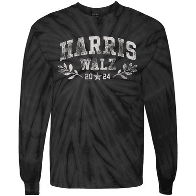 Harris Tim Walz Crest Vintage Arch Women Harris Waltz 2024 Tie-Dye Long Sleeve Shirt