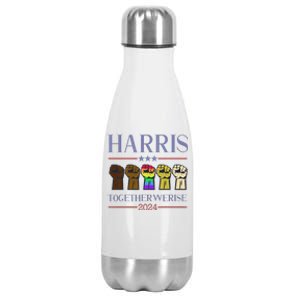 Harris Together We Rise 2024 Funny Voting For Kamala Harris Stainless Steel Insulated Water Bottle