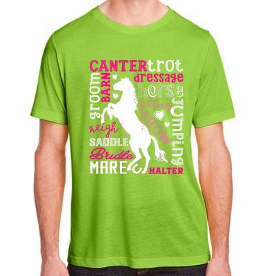 Horse Typography Word Art Girls Horseback Riding Equestrian T Adult ChromaSoft Performance T-Shirt