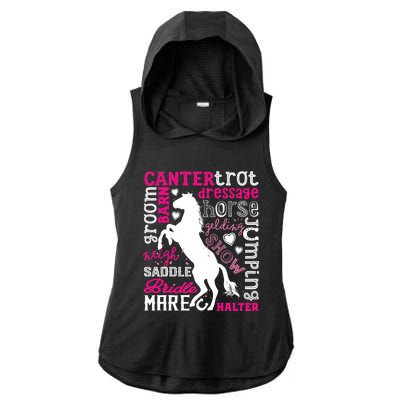 Horse Typography Word Art Girls Horseback Riding Equestrian T Ladies PosiCharge Tri-Blend Wicking Draft Hoodie Tank