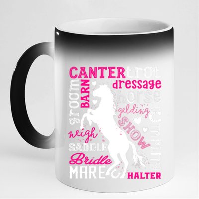 Horse Typography Word Art Girls Horseback Riding Equestrian T 11oz Black Color Changing Mug