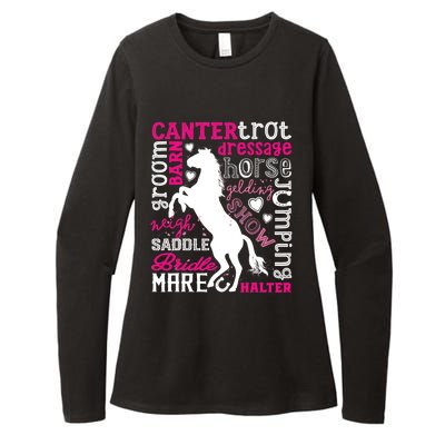 Horse Typography Word Art Girls Horseback Riding Equestrian T Womens CVC Long Sleeve Shirt