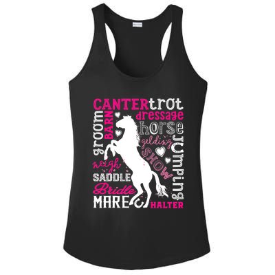 Horse Typography Word Art Girls Horseback Riding Equestrian T Ladies PosiCharge Competitor Racerback Tank