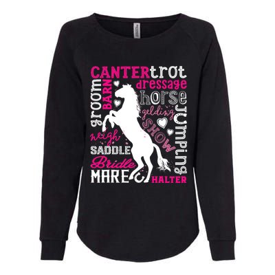 Horse Typography Word Art Girls Horseback Riding Equestrian T Womens California Wash Sweatshirt