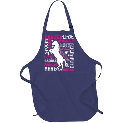 Horse Typography Word Art Girls Horseback Riding Equestrian T Full-Length Apron With Pockets