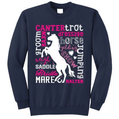 Horse Typography Word Art Girls Horseback Riding Equestrian T Sweatshirt