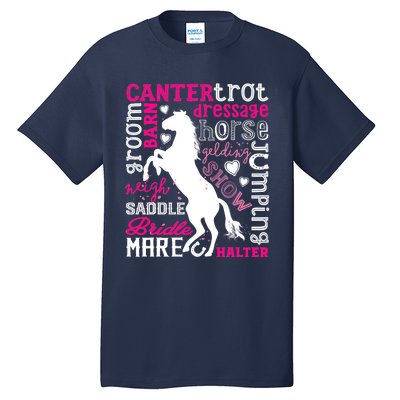 Horse Typography Word Art Girls Horseback Riding Equestrian T Tall T-Shirt