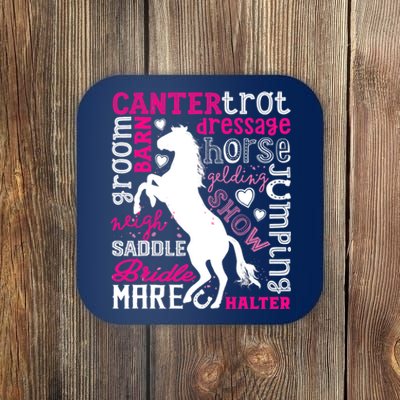 Horse Typography Word Art Girls Horseback Riding Equestrian T Coaster