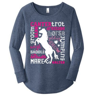 Horse Typography Word Art Girls Horseback Riding Equestrian T Women's Perfect Tri Tunic Long Sleeve Shirt