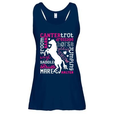 Horse Typography Word Art Girls Horseback Riding Equestrian T Ladies Essential Flowy Tank