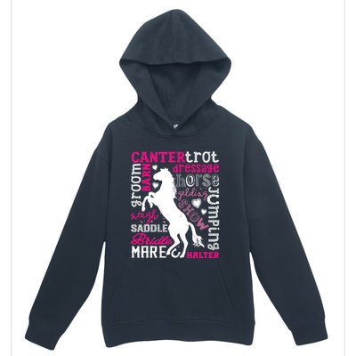 Horse Typography Word Art Girls Horseback Riding Equestrian T Urban Pullover Hoodie