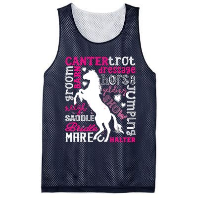 Horse Typography Word Art Girls Horseback Riding Equestrian T Mesh Reversible Basketball Jersey Tank