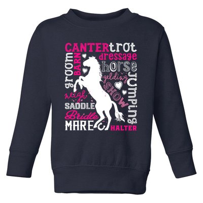 Horse Typography Word Art Girls Horseback Riding Equestrian T Toddler Sweatshirt