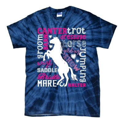 Horse Typography Word Art Girls Horseback Riding Equestrian T Tie-Dye T-Shirt