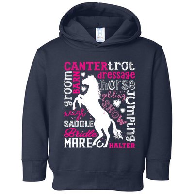 Horse Typography Word Art Girls Horseback Riding Equestrian T Toddler Hoodie