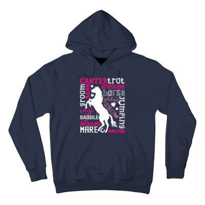 Horse Typography Word Art Girls Horseback Riding Equestrian T Tall Hoodie