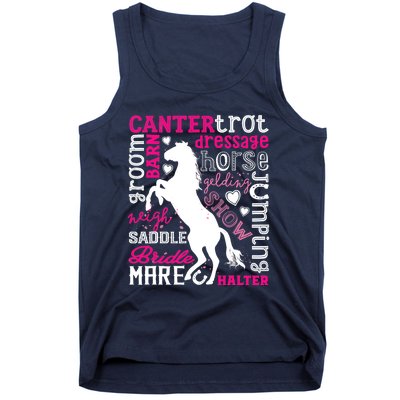 Horse Typography Word Art Girls Horseback Riding Equestrian T Tank Top