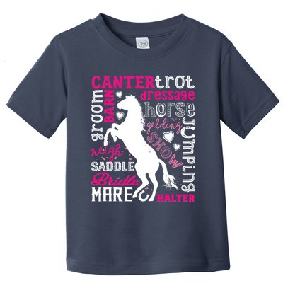 Horse Typography Word Art Girls Horseback Riding Equestrian T Toddler T-Shirt