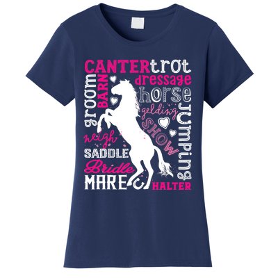 Horse Typography Word Art Girls Horseback Riding Equestrian T Women's T-Shirt