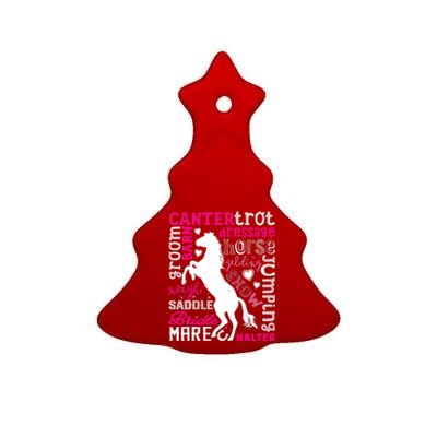 Horse Typography Word Art Girls Horseback Riding Equestrian T Ceramic Tree Ornament