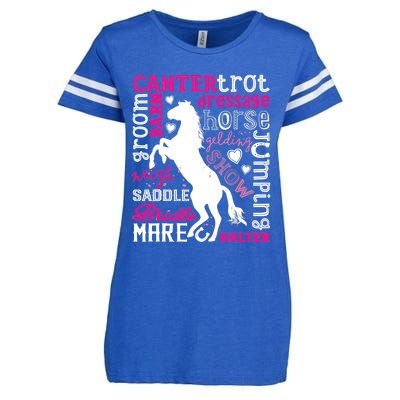 Horse Typography Word Art Girls Horseback Riding Equestrian T Enza Ladies Jersey Football T-Shirt