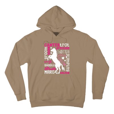 Horse Typography Word Art Girls Horseback Riding Equestrian T Hoodie