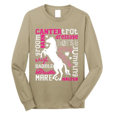 Horse Typography Word Art Girls Horseback Riding Equestrian T Long Sleeve Shirt