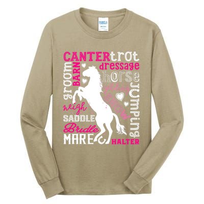 Horse Typography Word Art Girls Horseback Riding Equestrian T Tall Long Sleeve T-Shirt