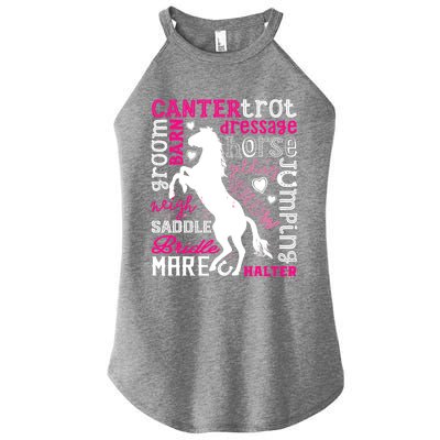 Horse Typography Word Art Girls Horseback Riding Equestrian T Women's Perfect Tri Rocker Tank