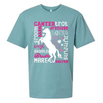 Horse Typography Word Art Girls Horseback Riding Equestrian T Sueded Cloud Jersey T-Shirt