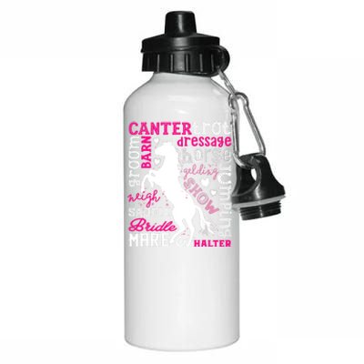 Horse Typography Word Art Girls Horseback Riding Equestrian T Aluminum Water Bottle