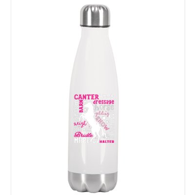 Horse Typography Word Art Girls Horseback Riding Equestrian T Stainless Steel Insulated Water Bottle