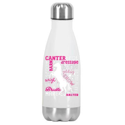 Horse Typography Word Art Girls Horseback Riding Equestrian T Stainless Steel Insulated Water Bottle