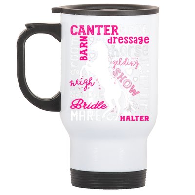 Horse Typography Word Art Girls Horseback Riding Equestrian T Stainless Steel Travel Mug