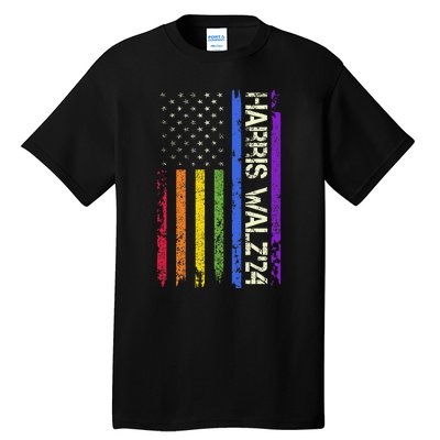 Harris Tim Waltz 2024 Us American Flag Lgbt Peace Love Hope Tall T-Shirt