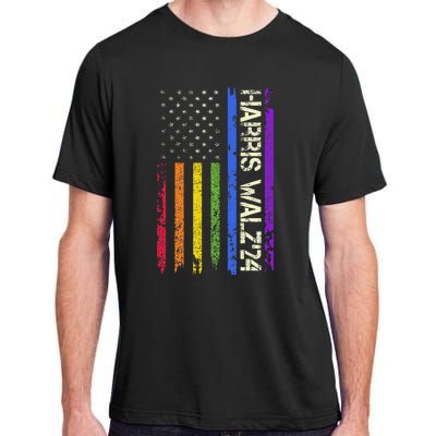 Harris Tim Waltz 2024 Us American Flag Lgbt Peace Love Hope Adult ChromaSoft Performance T-Shirt