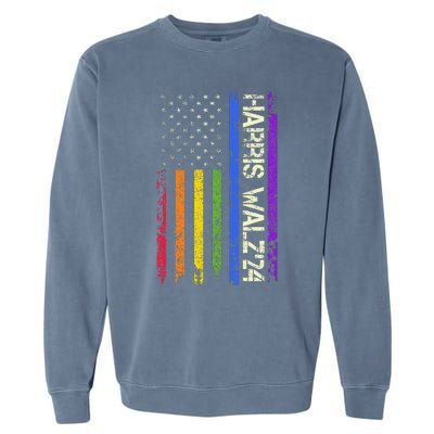 Harris Tim Waltz 2024 Us American Flag Lgbt Peace Love Hope Garment-Dyed Sweatshirt