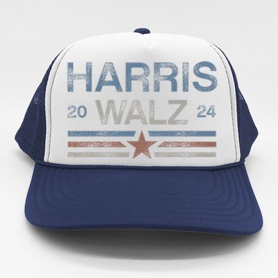 Harris Tim Walz 2024 Aged Stripes Kamala Harris Waltz 2024 Trucker Hat