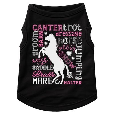 Horse Typography Word Art Horseback Riding Equestrian Doggie Tank