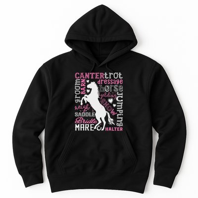 Horse Typography Word Art Horseback Riding Equestrian Hoodie