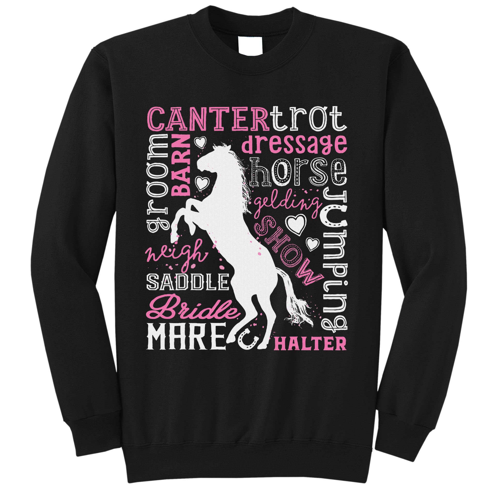 Horse Typography Word Art Horseback Riding Equestrian Sweatshirt