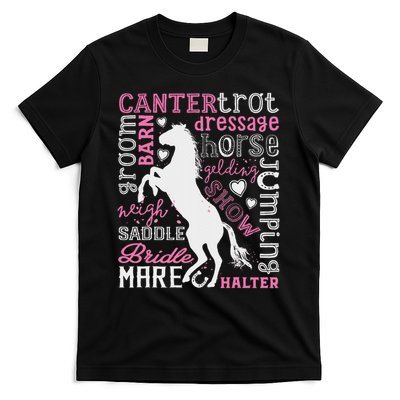 Horse Typography Word Art Horseback Riding Equestrian T-Shirt
