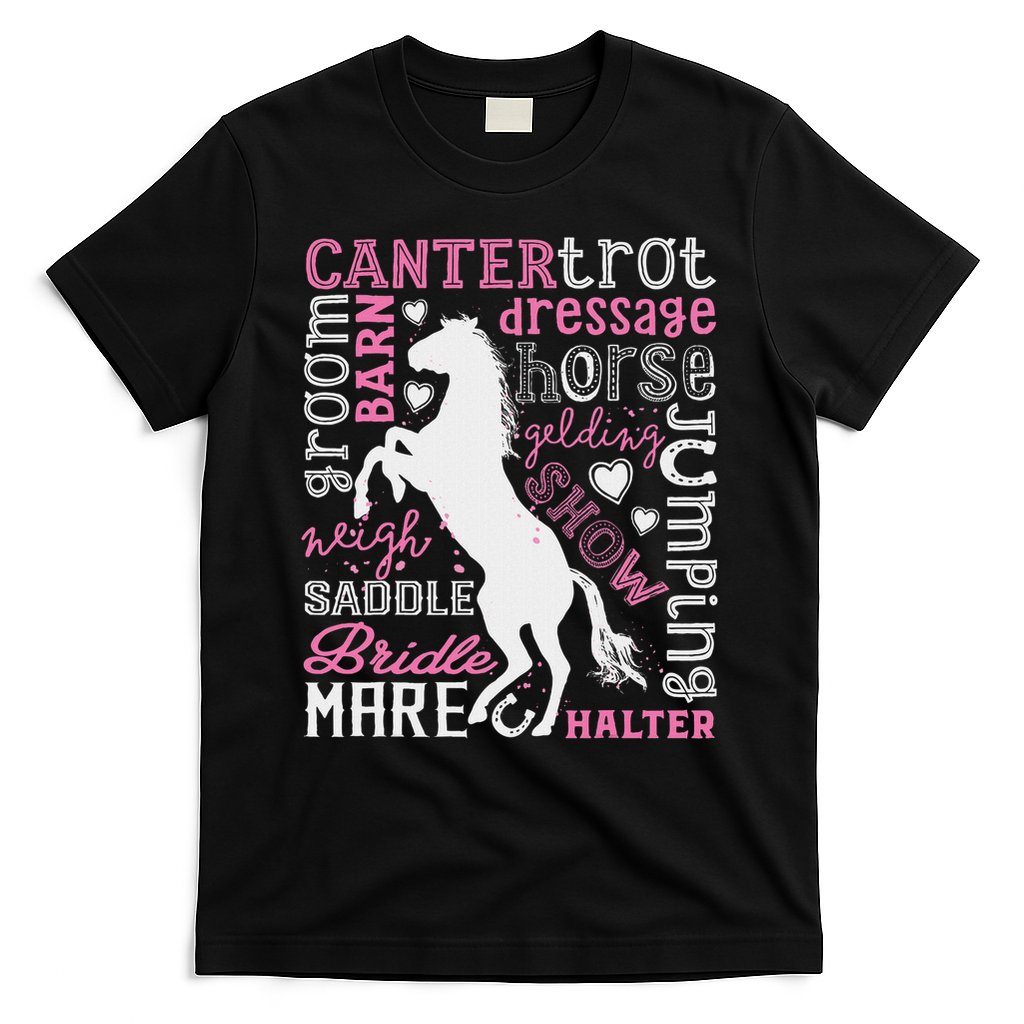 Horse Typography Word Art Horseback Riding Equestrian T-Shirt