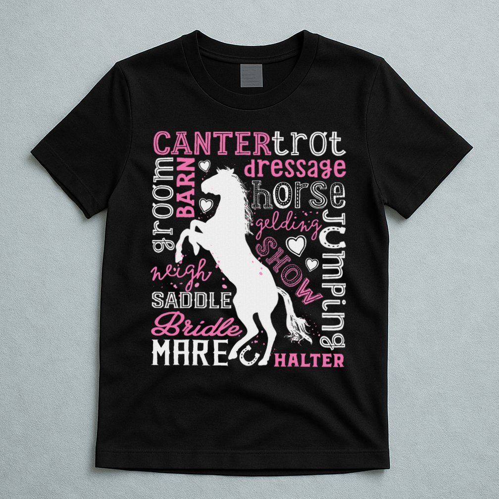 Horse Typography Word Art Horseback Riding Equestrian T-Shirt