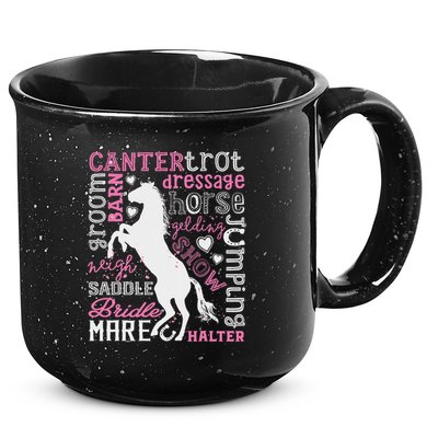 Horse Typography Word Art Horseback Riding Equestrian 15oz Campfire Ceramic Mug