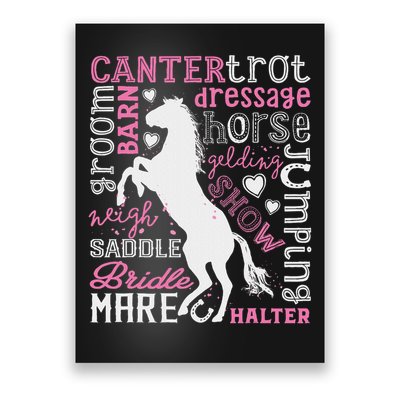 Horse Typography Word Art Horseback Riding Equestrian Poster