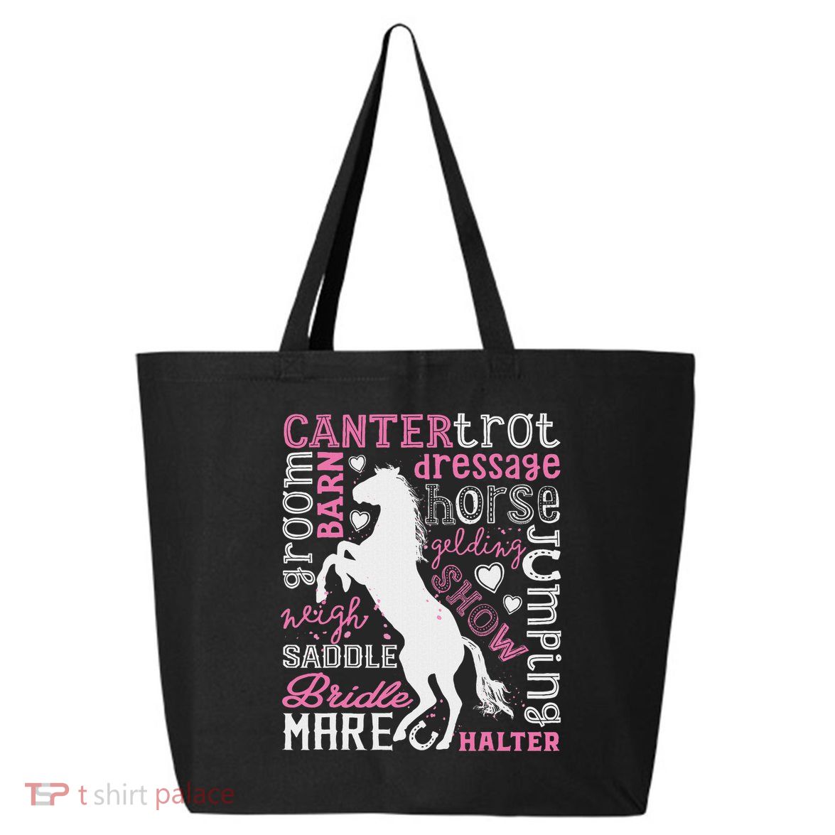 Horse Typography Word Art Horseback Riding Equestrian 25L Jumbo Tote