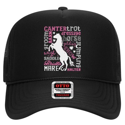 Horse Typography Word Art Horseback Riding Equestrian Trucker Hat