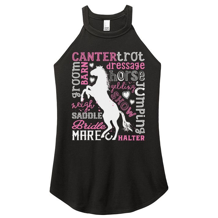Horse Typography Word Art Horseback Riding Equestrian Women's Perfect Tri Rocker Tank