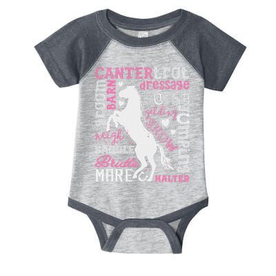 Horse Typography Word Art Horseback Riding Equestrian Infant Baby Jersey Bodysuit